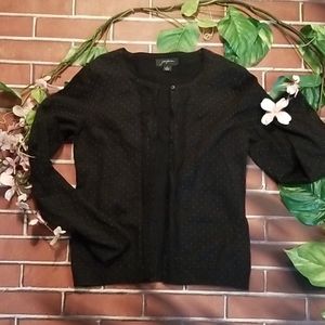 Black pretty cardigan, black & pindots, lace, sz s